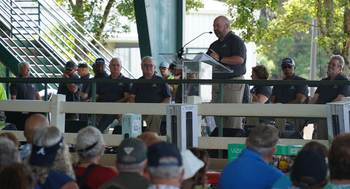 CEO, Shaun Mock, talks to members during meeting